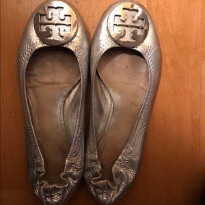 Silver Tory Burch Flats